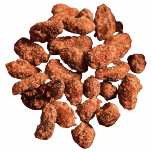 Cacao garapiñado artesanal Luna Cacau con cobertura dulce crujiente.