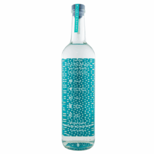 Botella de mezcal Derrumbes San Luis Potosí 750 ml, con diseño verde y agave Salmiana, estilo artesanal sin notas ahumadas.